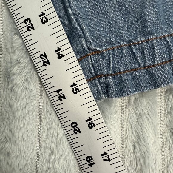 a.n.a Bermuda Skimmer Cargo Shorts Womens 8 Drawstring Hem Cotton Blue Denim - Picture 5 of 9